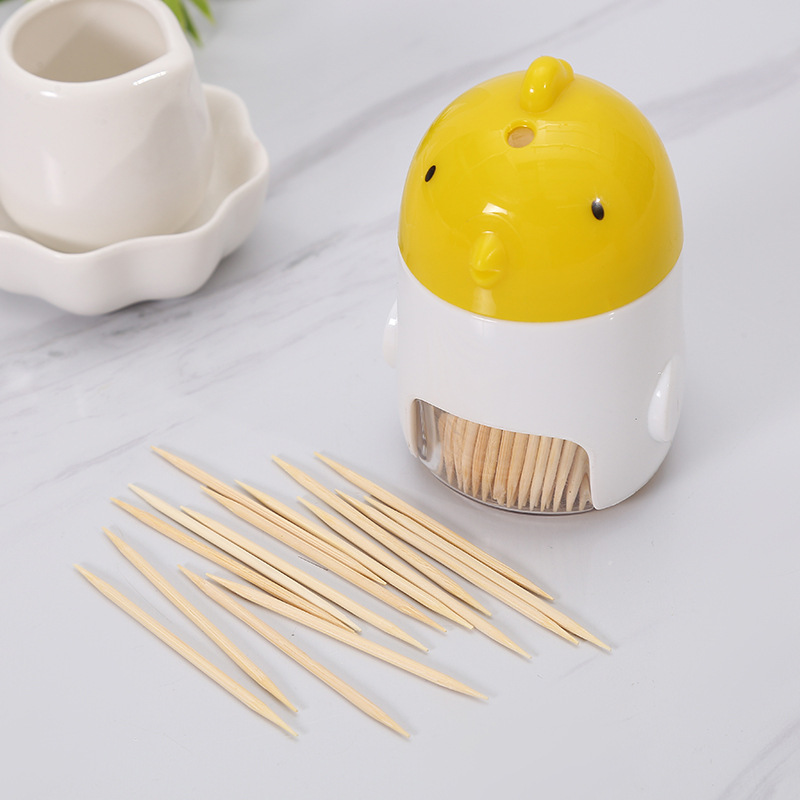 Double-Headed Bamboo Toothpick Cartoon Cute Chicken Shape Toothpick Holder Home Use and Commercial Use Disposable Toothpick Factory Wholesale