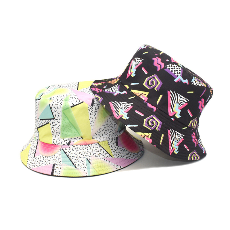 Amazon Men's and Women's New Geometric Diamond Patterns Bucket Hat Fashion Trendy Graffiti Bucket Hat Women's Sun Hat