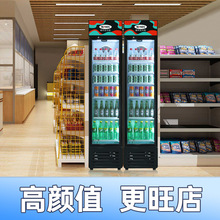 冷冻柜小型商用冷藏柜窄高玻璃门冰箱超市饮料保鲜展示柜