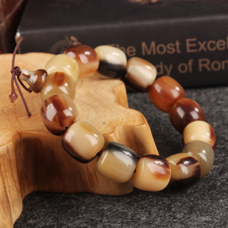 白牦牛角手串男女款情侣手链文玩佛珠念珠桶珠圆珠风-阿里巴巴