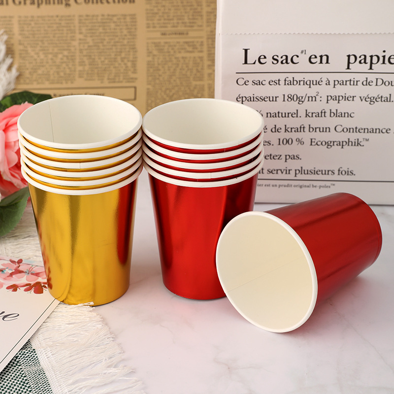 disposable paper cup gilding paper cup household reception hot drinks cup water cup paper cup factory wholesale 9 oz paper cup