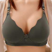 新品传统型妈妈无钢圈女士内衣素色波浪杯型三排扣胸罩文胸