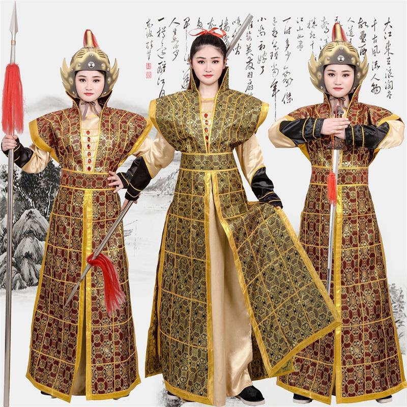 新款古代女将军花木兰士兵男表演服装将军服武将官服演出服岳飞汉