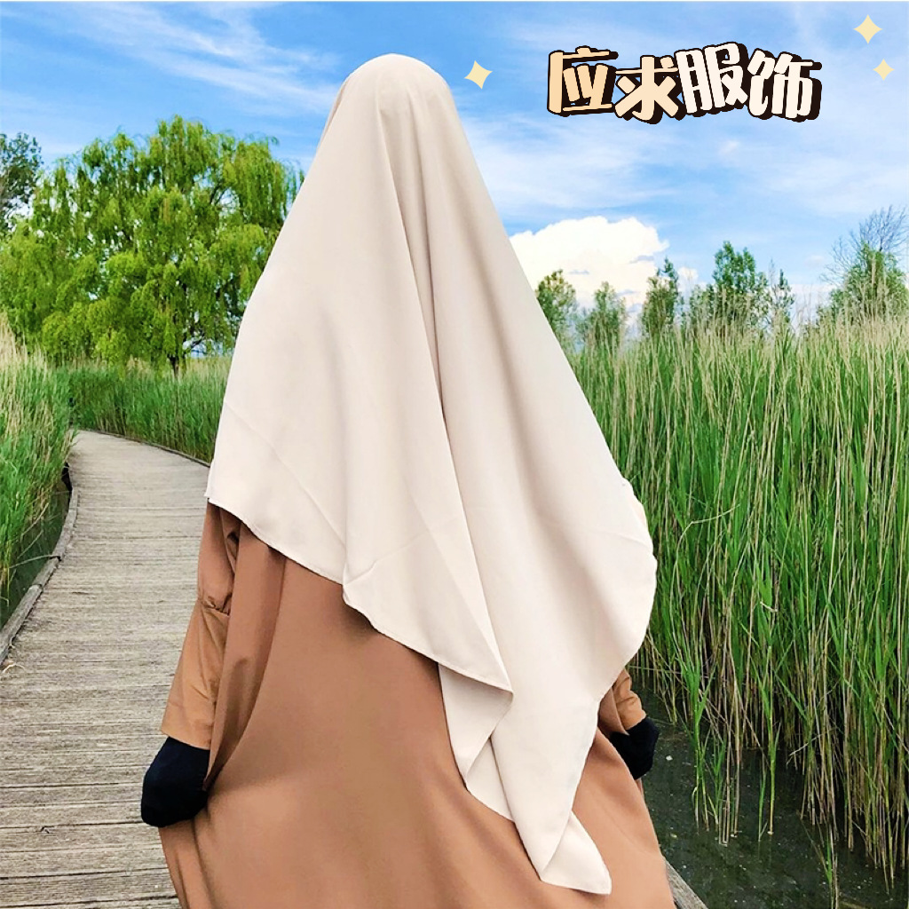 经典款 跨境中东迪拜土耳其长袍头巾 较长款披肩盖头纯色纱巾