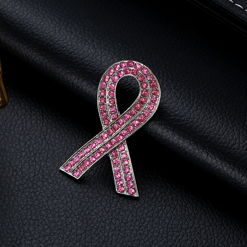 Fashion Creative Aids Propaganda Logo Pink Ribbon Light Diamond Brooch Exquisite Clothing Pin Accessories Badge Accessories