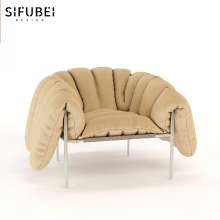 复古中古风沙发椅 Puffy Lounge Chair 客厅单椅真皮休闲椅