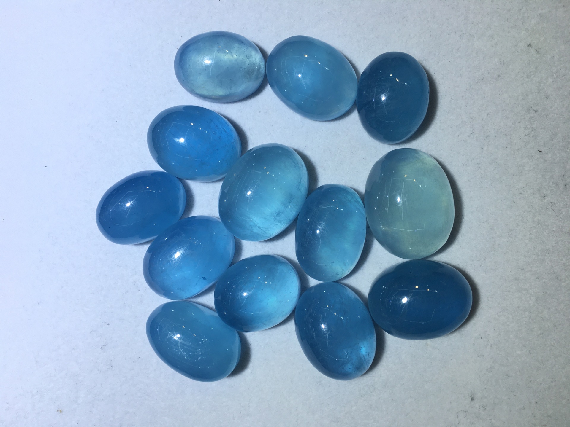 冰蓝级海蓝宝裸石大个头戒面蛋面女款蓝色水晶礼物冰透海水蓝