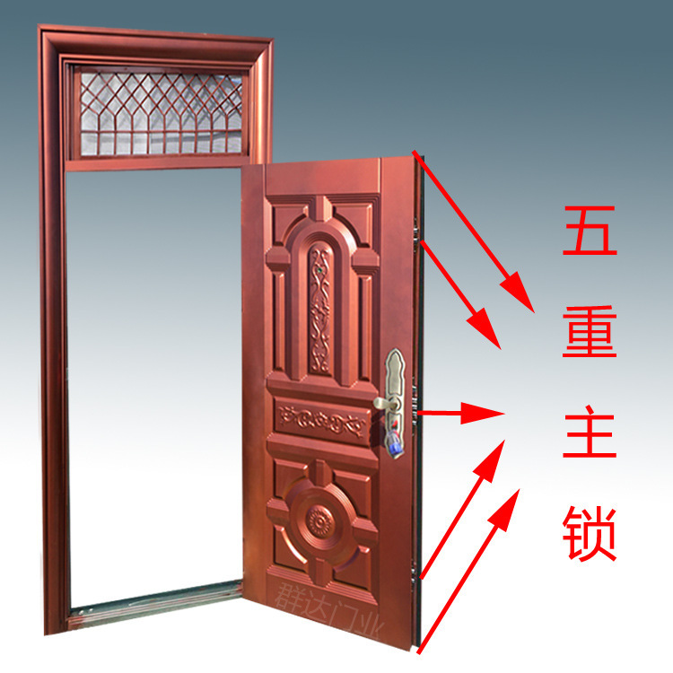 气窗防盗门钢质摇头腰头通气进户仿铜双开钢制仿铜车库工程门