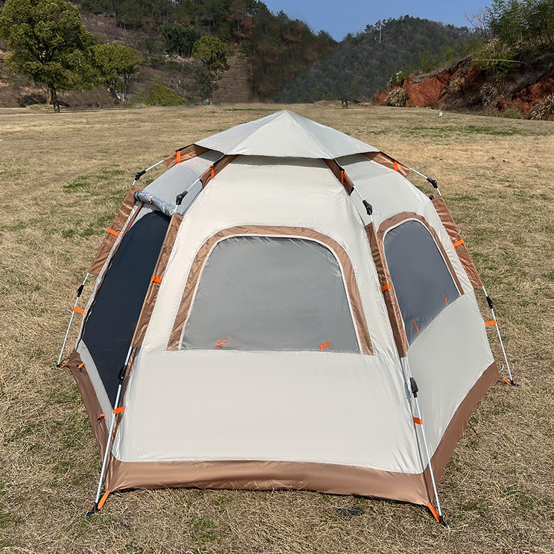 Outdoor Camping Automatic Quick Unfolding Hexagonal Tent Sun-Proof Moisture-Proof Portable Camping Tent Outdoor Travel Mosquito Net