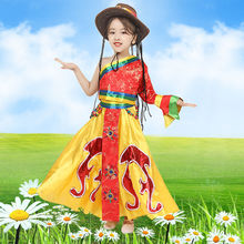 藏族舞蹈演出服装女康定情歌成人儿童蒙古少数民族舞台舞蹈表演服