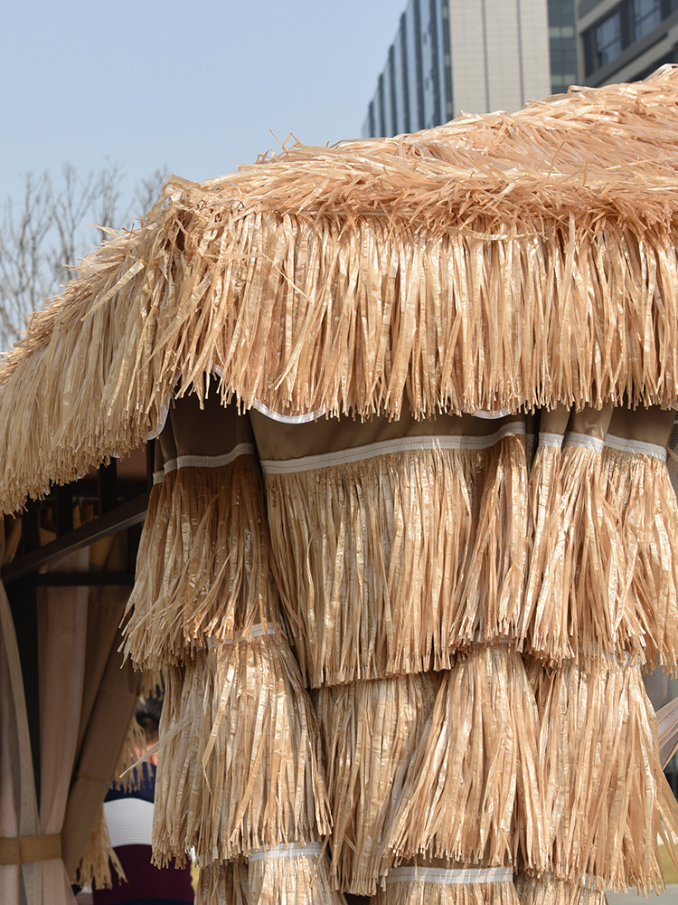 户外茅草凉亭帐篷庭院仿稻草屋子农家乐民宿露台花园遮阳棚房四角