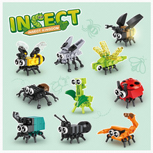 跨境热卖兼容乐高小颗粒卡通趣味昆虫物语积木幼儿园拼插礼品玩具