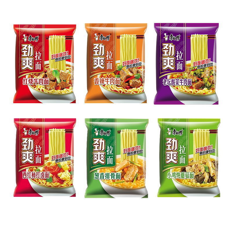 泡面袋装康师傅方便面整箱装劲爽红烧牛肉组合混搭速食送碗现货
