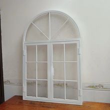 法式铁艺窗户网红玻璃窗室内隔断装饰改造半圆形拱形窗户弧形
