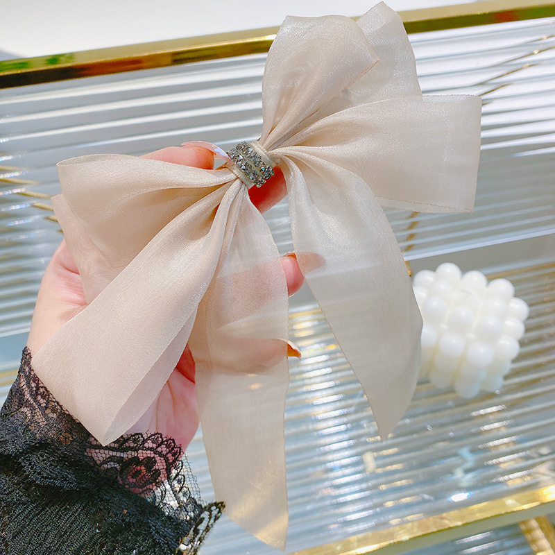 4273 chao仙亮纱大蝴蝶结气质少女网红弹簧夹后脑勺发夹发卡发饰