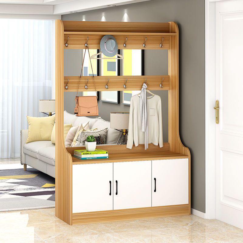 鞋柜家用大容量门口玄关柜简约现代带挂衣架换鞋凳一体入户门厅柜