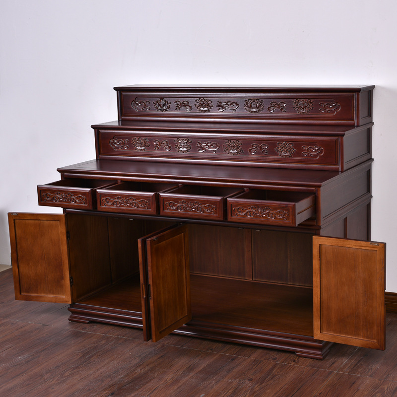 藏式密宗供桌多层供台家用三层佛台实木佛桌神台套柜财神桌八吉祥