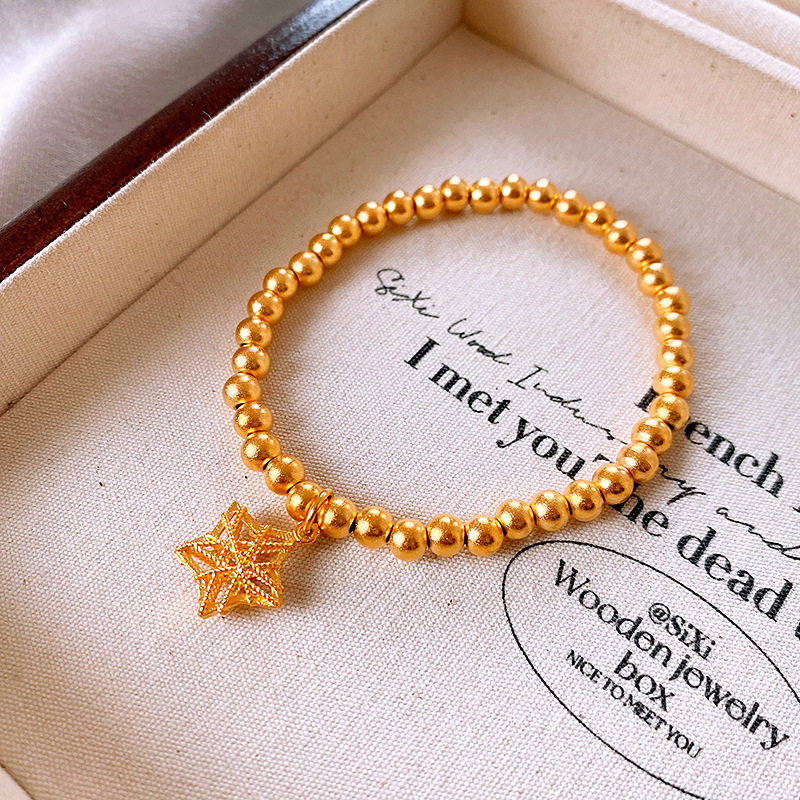 Zhonggu Alluvial Gold Flower Five-Pointed Star Bamboo Beaded Bracelet Simple Graceful Bracelet Light Luxury High-Grade Bracelet Wholesale