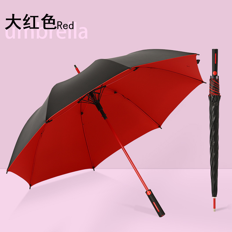 Umbrella Golf Umbrella Color Fiber Umbrella Bone Long Handle Umbrella Large Double Black Glue Sunshade Rain Or Shine Dual-Use Umbrella