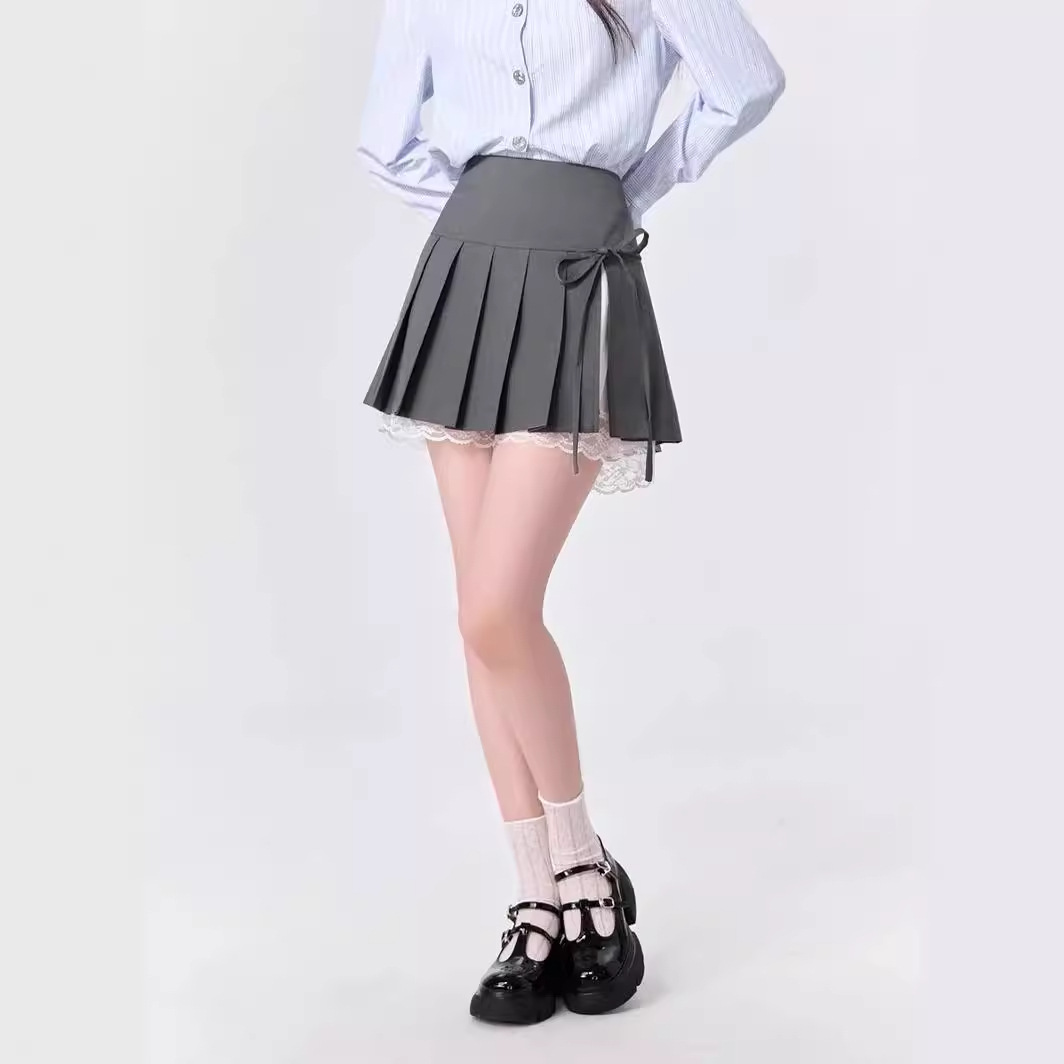 欧美风辣妹a字百褶裙女2024春夏季新款甜美蕾丝花边半身短裙-阿里巴巴