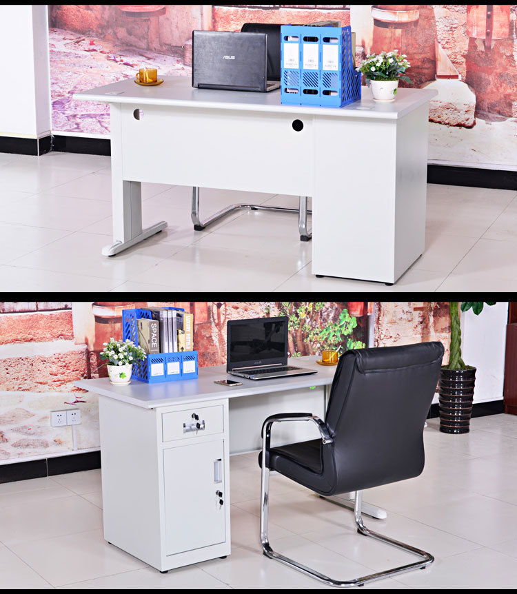 铁桌子钢制办公桌带抽屉写字台公司职员办公桌铁皮电脑桌办公单人