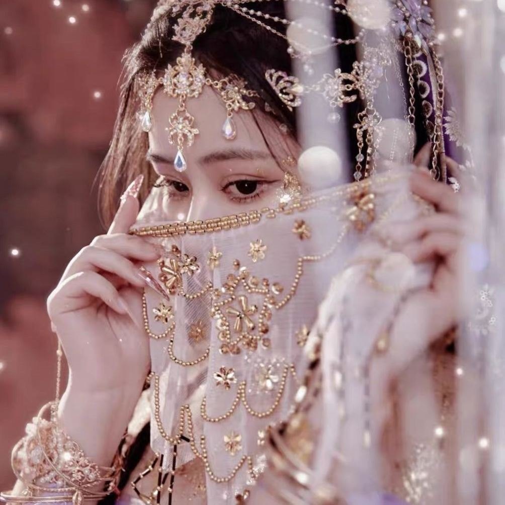 肚皮舞面纱异域公主cos面纱西域风情舞蹈遮脸古风汉服仙女脸纱跨