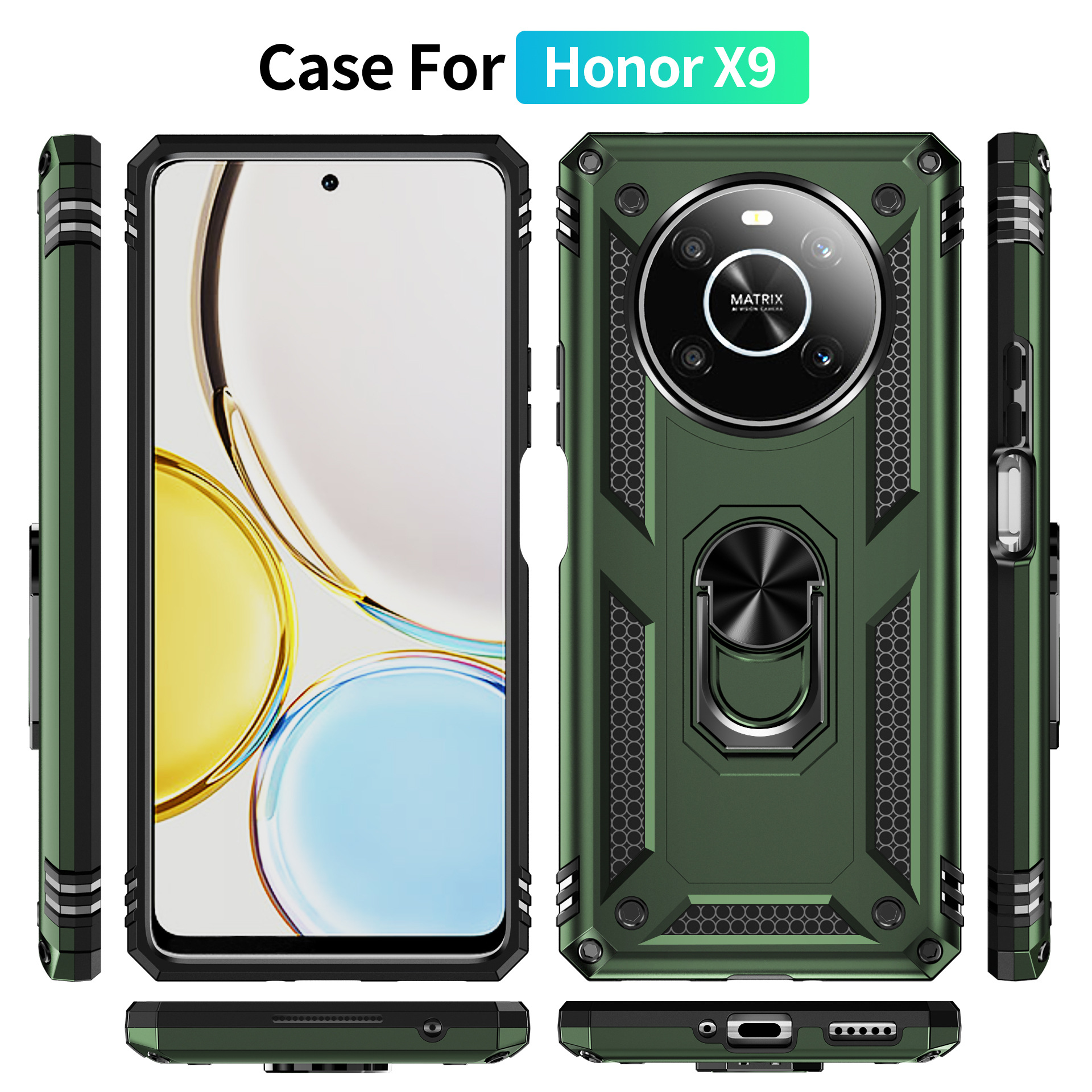 跨境适用华为honor x9军士防摔车载支架二合一手机壳源头厂家现货