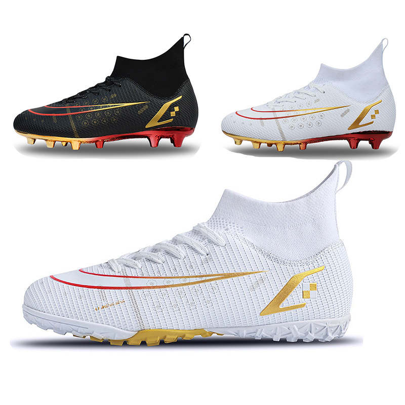 刺客高帮足球鞋男女成人防滑耐磨tf碎钉c罗cr7梅西长钉儿童训练鞋