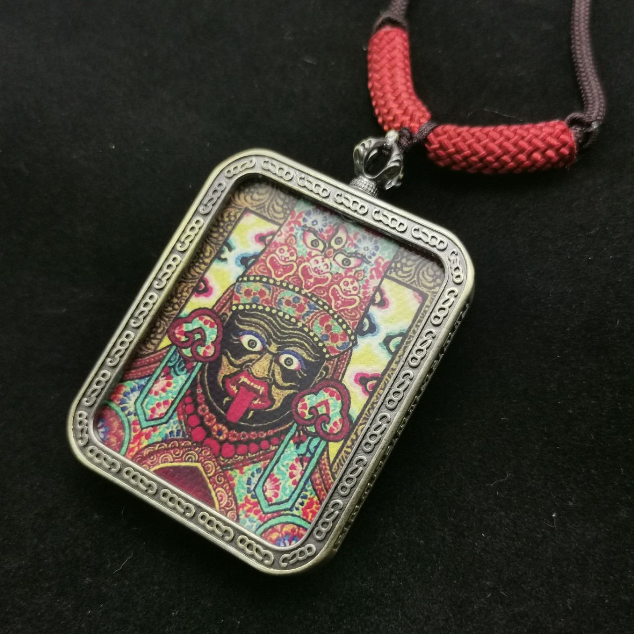 2021新款藏传扎基拉姆唐卡吊坠青铜色嘎乌盒女财神佛像挂坠送挂绳