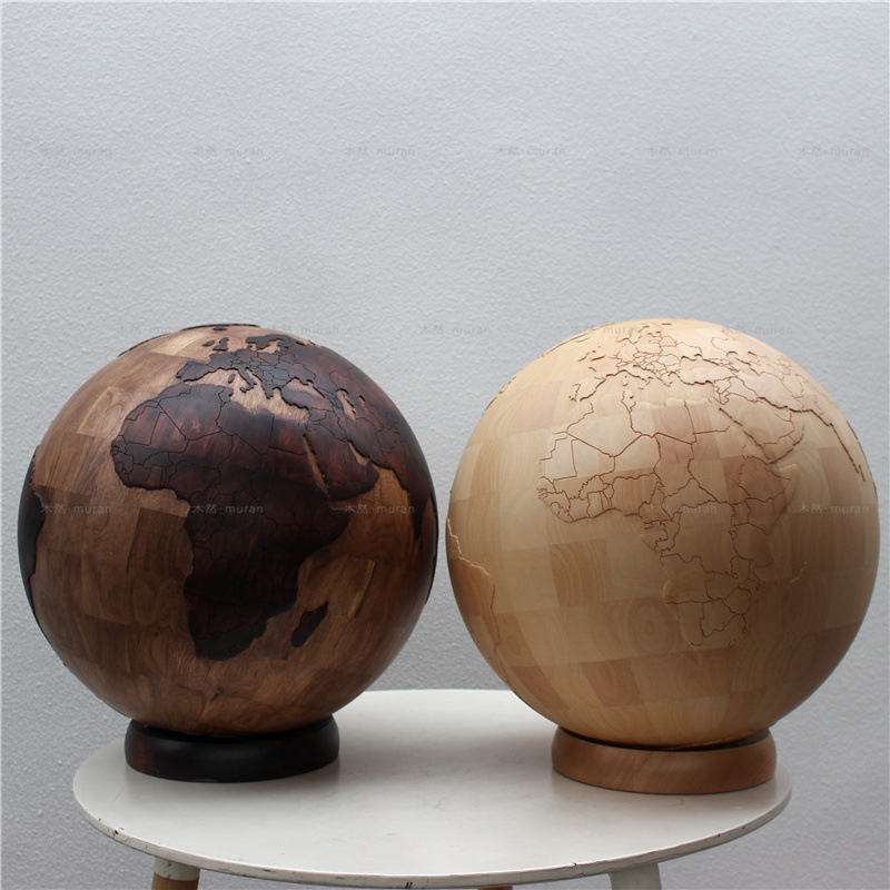 木雕地球大型落地浮雕实木摆件家居摆设办公室校庆公司开业礼品