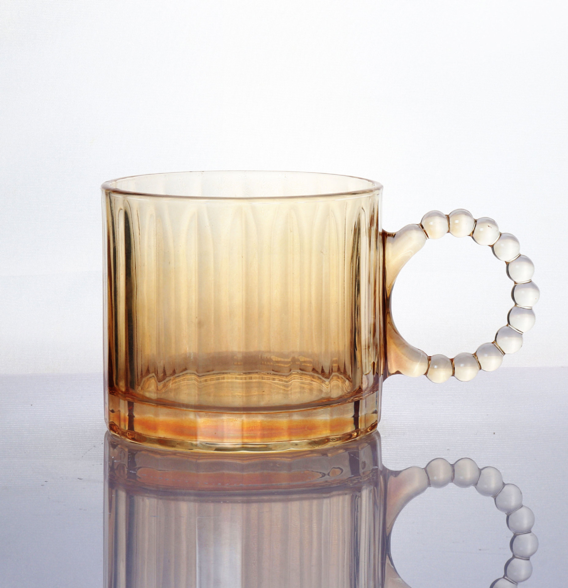 高颜值创意牛奶咖啡把杯家用商用珍珠手柄把手杯玻璃杯子水杯批发