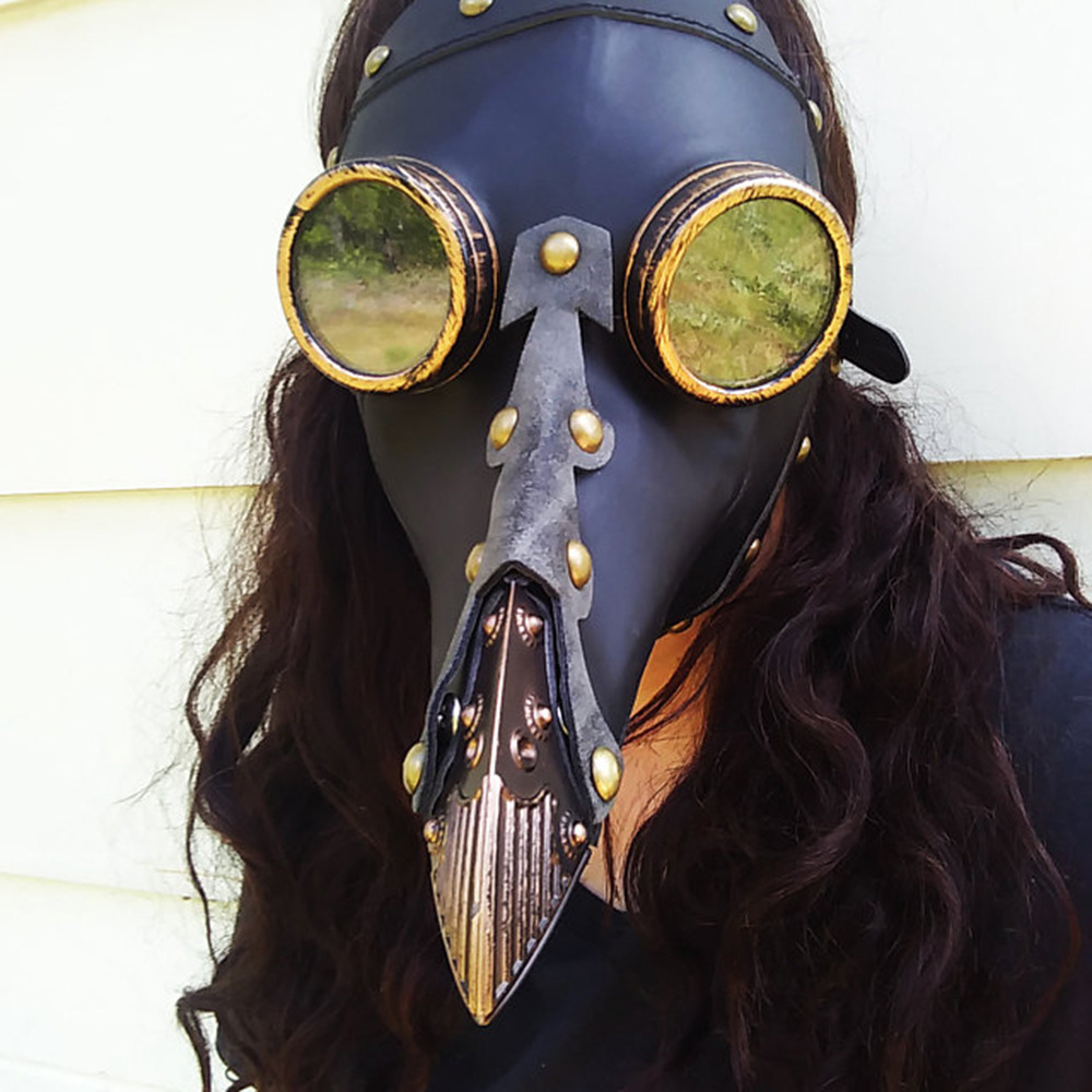 万圣节跨境热卖朋克风蒸汽瘟疫医生面具 乌鸦鸟嘴死亡乳胶面具