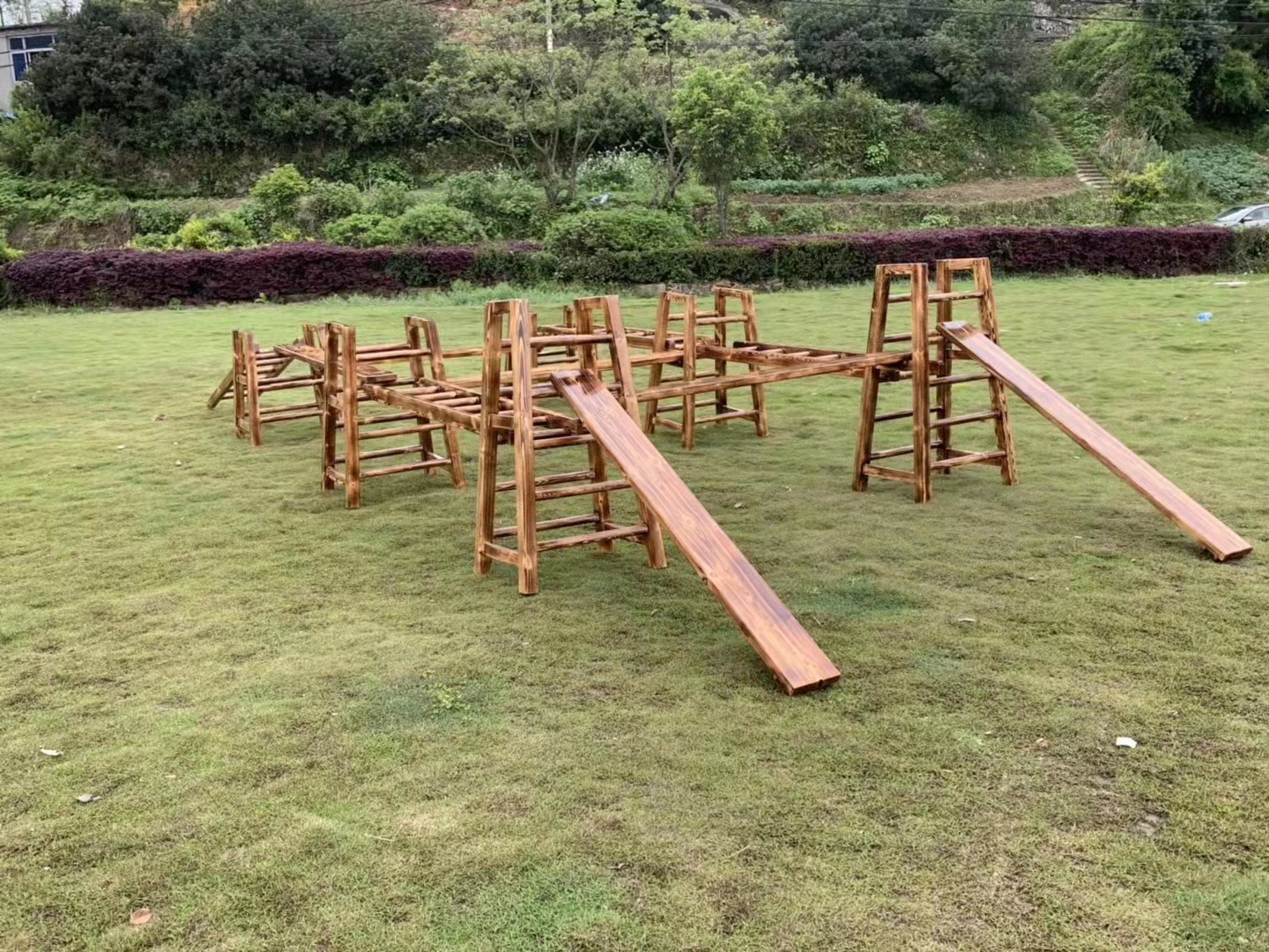 户外碳化实木体能训练组合安吉游戏爬梯幼儿园攀爬架感统训练器材