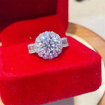 批发d色莫桑石戒指女3克拉d色au750钻石钻戒情侣对戒求婚结婚送礼
