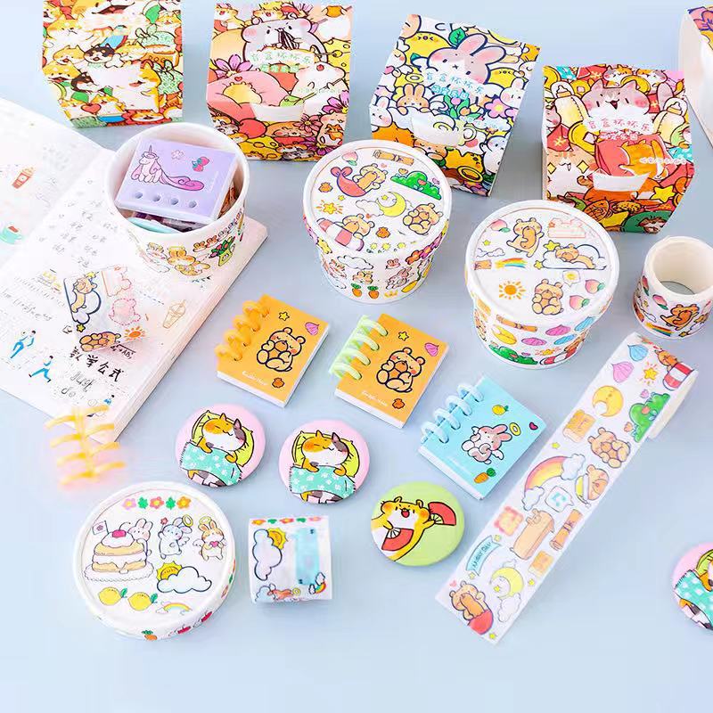 儿童创意杯杯乐盲盒贴纸diy手账贴纸和纸胶带套装迷你本子礼品批