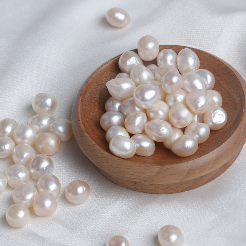 9-10mm两面光珍珠散珠 淡水养殖珍珠颗粒 巴洛克珍珠 diy材料