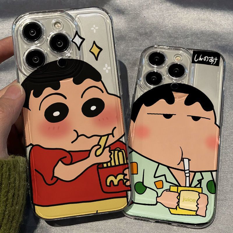 蜡笔小新苹果17PRO手机壳iPhone14/13透明12/11可爱xr/xs卡通软壳