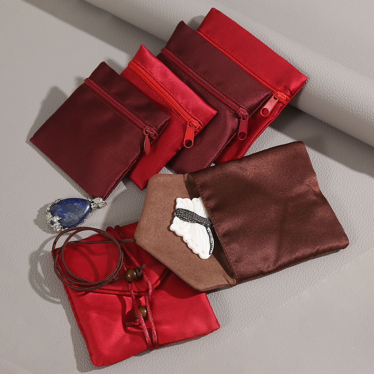 珠宝拉链首饰袋文玩绑绳礼品袋银饰布福袋双层绒布礼品包装袋批发