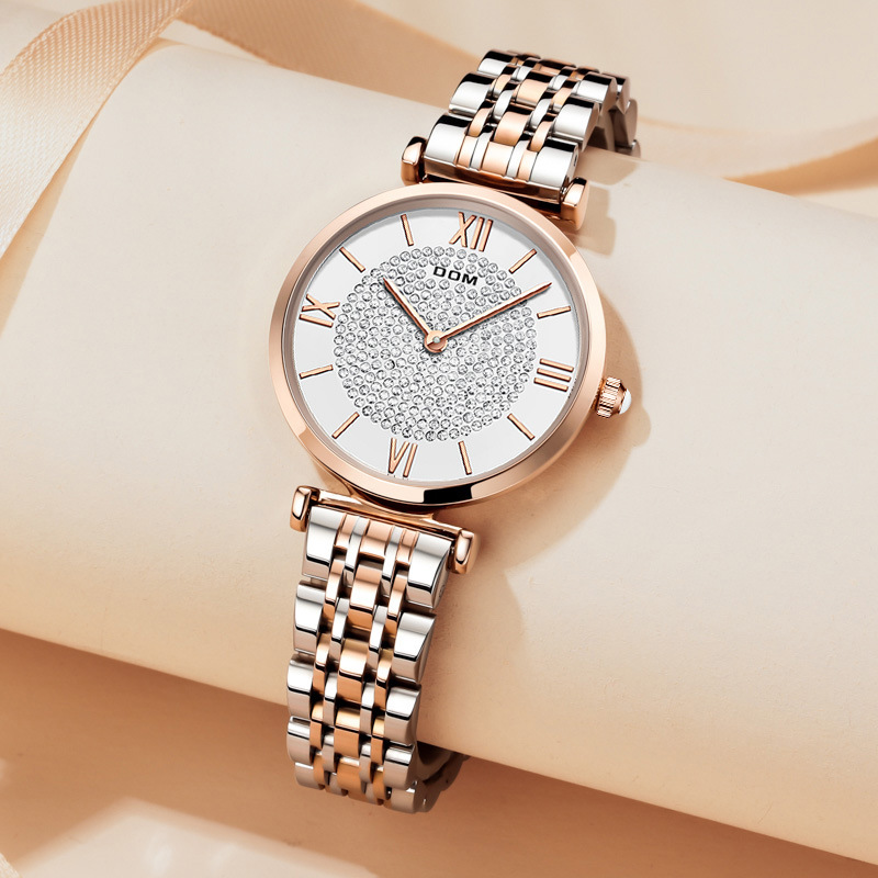 女款轻奢小众简约气质女表石英防水满天星女士手表支持一件代发
