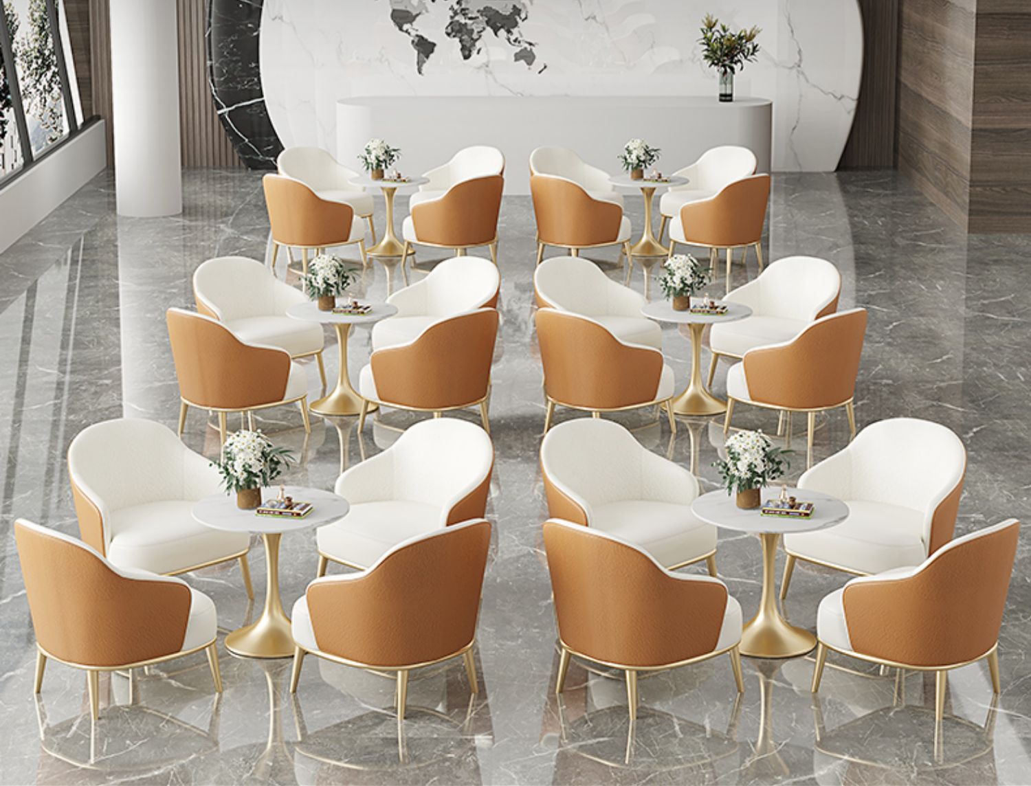 售楼处部洽谈沙发组合轻奢酒店展厅会客休息区接待桌椅美容院店铺