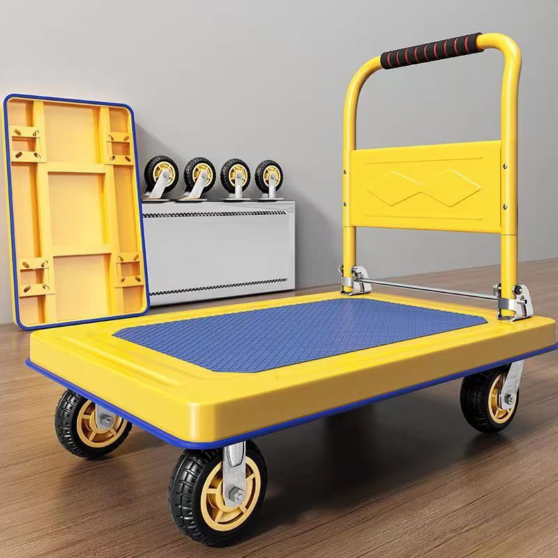 钢板小推车拉货手推车搬运车家用平板车推货拖车折叠小拉车手拉车