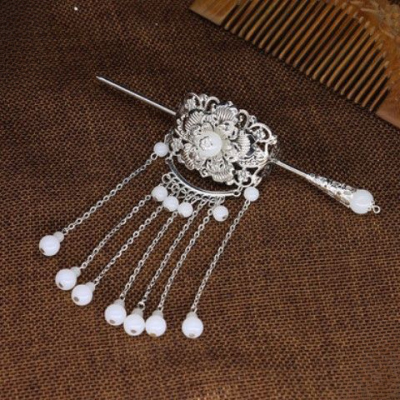 2023新长短款步摇簪古头冠汉服女款束发cos发冠发簪子流苏发夹发