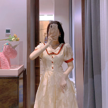 茶歇法式连衣裙女夏季新款高级感气质温柔风仙女超仙森系中长裙子