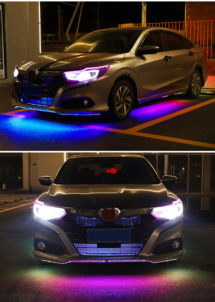 汽车幻彩底盘灯app控制流光跑马 七彩呼吸车底灯 一拖四led氛围灯