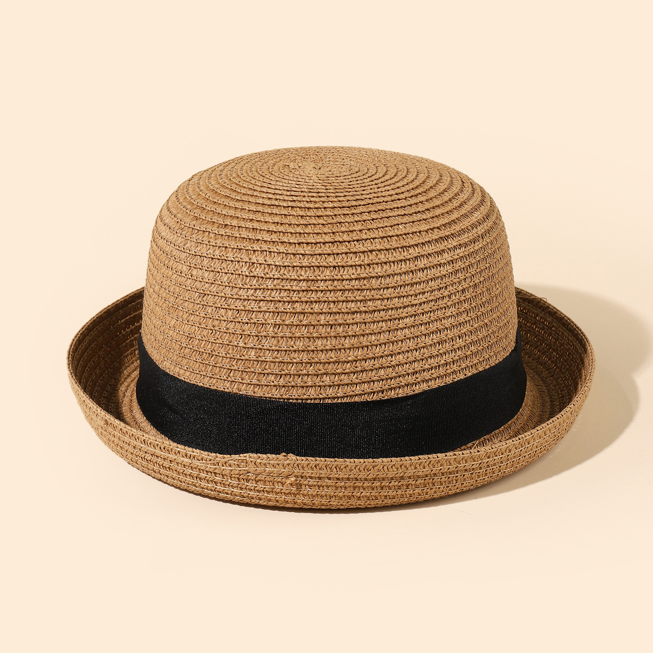 2022 New Summer Spot Goods Short-Brimmed Hat Travel Beach Sun Protection Hat Women's Single Color Straw Hat Factory Wholesale