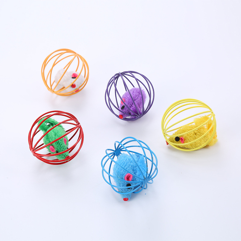 猫咪玩具各种色毛绒老鼠笼中鼠铁丝笼子跨境工厂现货批发宠物用品