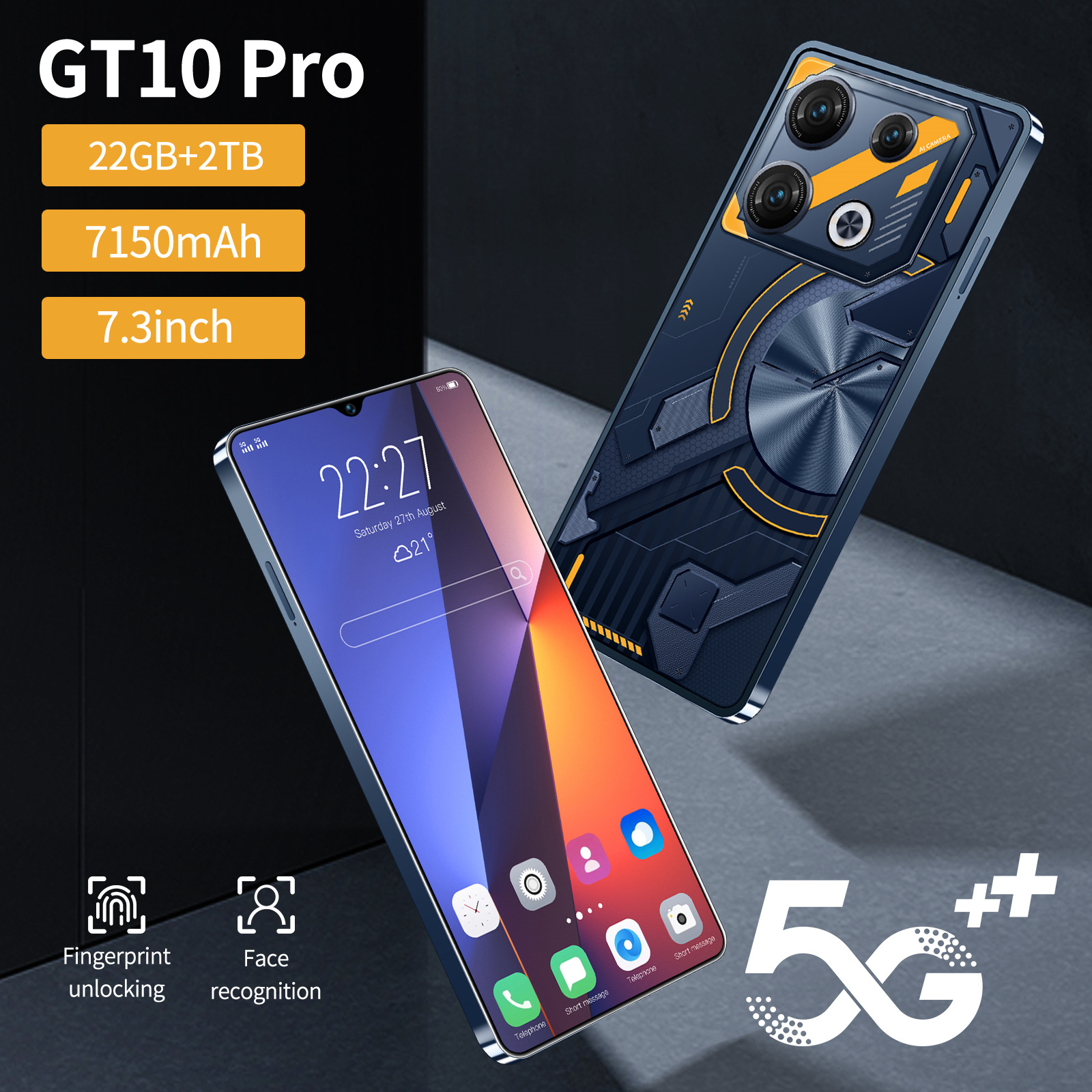跨境手机GT10 Pro安卓7.3寸大屏一体机安卓智能外贸现货手机批发