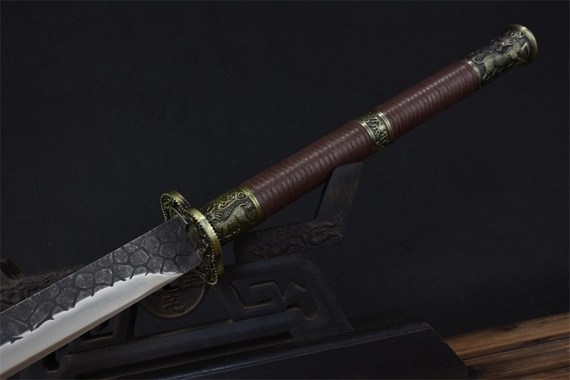 龙泉市刀剑手工锻打一体康熙战刀复古长刀影视冷兵器双手刀未开刃