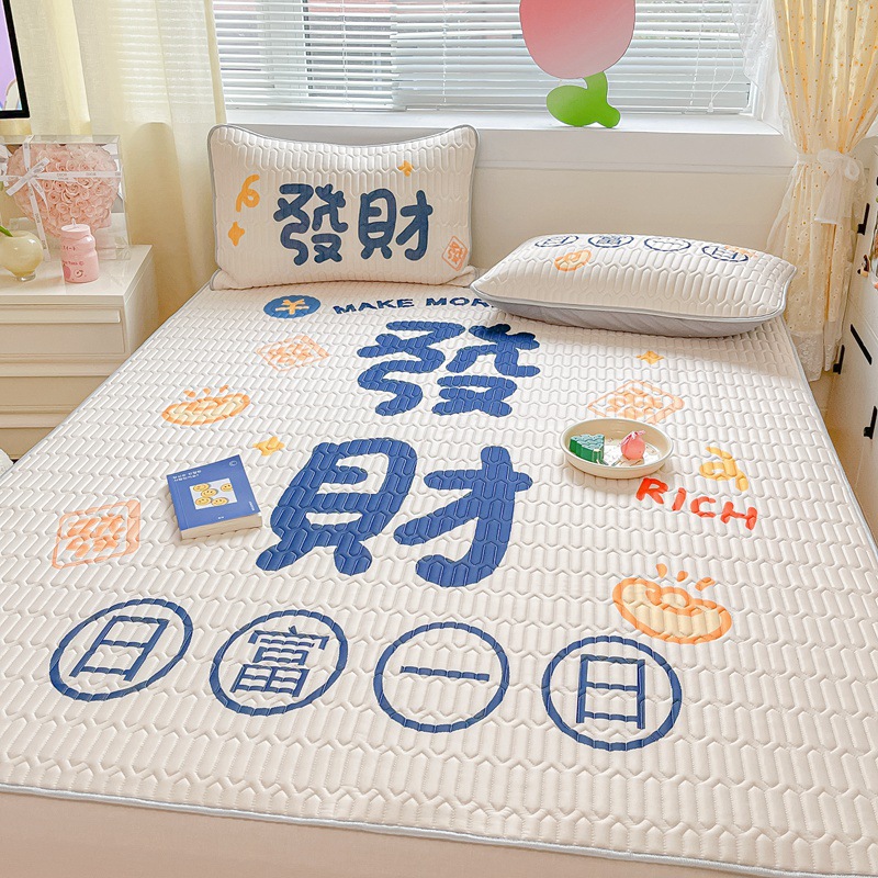 Wholesale Thailand Latex Three-Piece Set of Summer Sleeping Mat Thickened Air Conditioner Mat Summer Washable Ice Silk Soft Seat One Piece Dropshipping