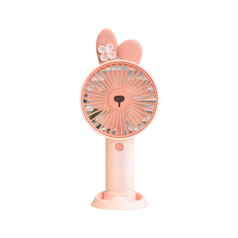 Cartoon Rabbit Little Fan with Base Bracket USB Charging Summer Children Hand-Held Electric Fan Training Class Gift